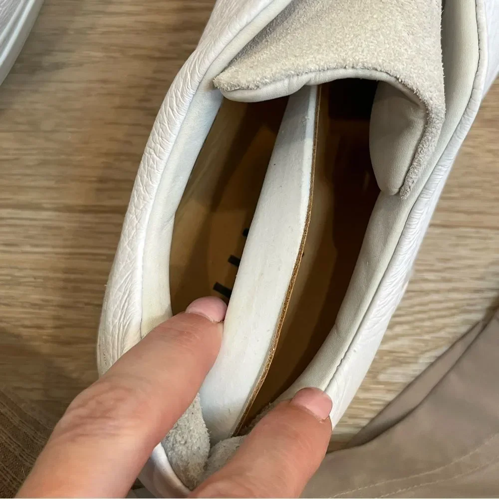 Zelli Spettacolare Pebble Grain Leather & Suede Slip-On Sneakers in White sz 11